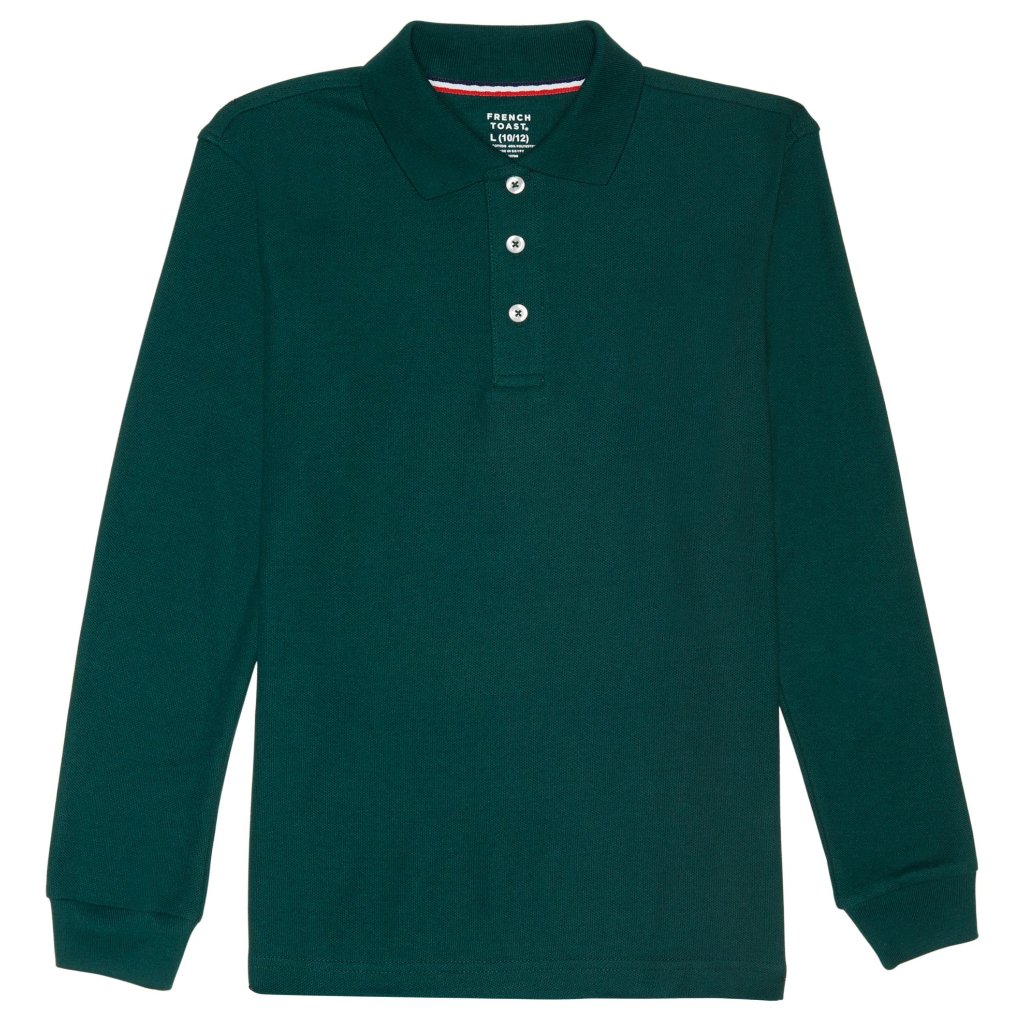 French Toast Sa9085 Boys Long Sleeve Pique Polo Green